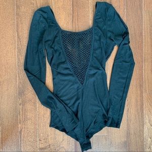Black Long-Sleeved Mesh Bodysuit